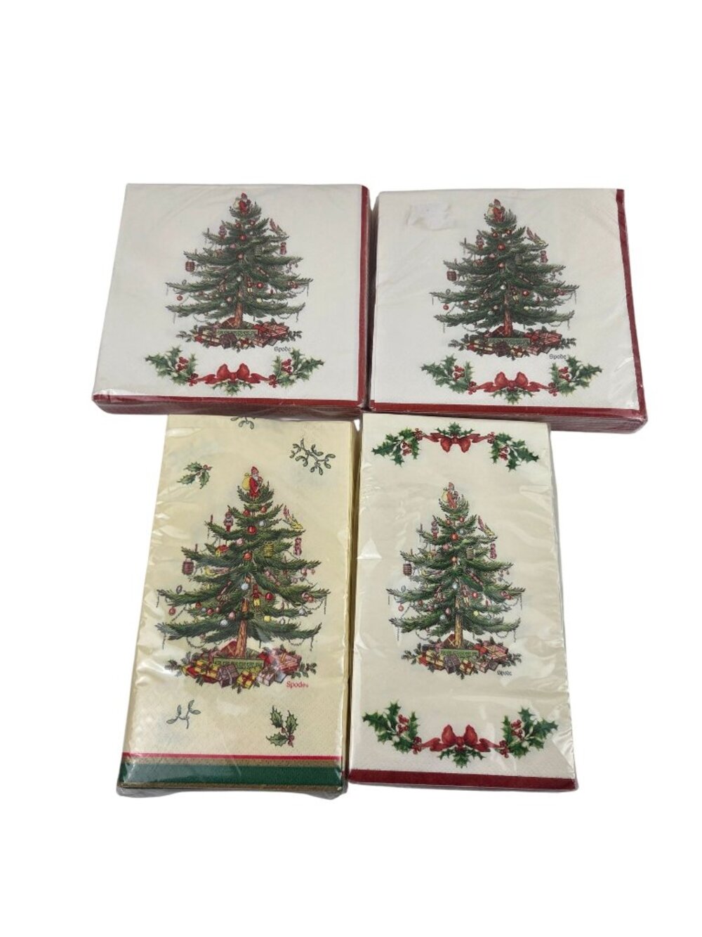Spode Paper Napkins 2 Christmas Tree Dinner And 2 Garland Tree Luncheon NIP